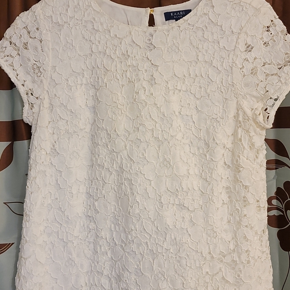 Kaari Blue Shift White Lace Dress - Picture 2 of 4